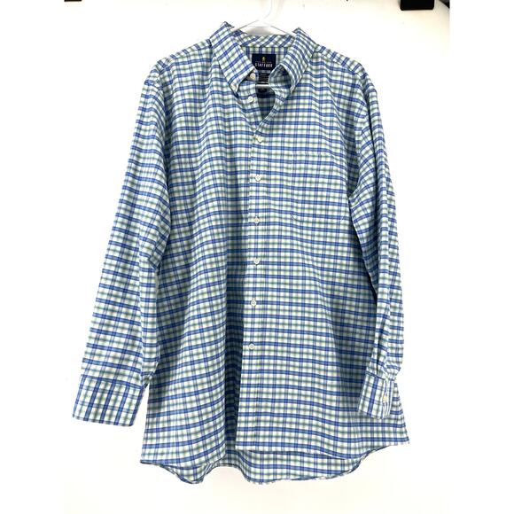 Stafford Other - Stafford‎ Men's Blue Green Wrinkle Free Fitted Check Shirt 60% cotton 18 34-35
